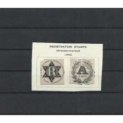 O) 1865 COLOMBIA, R1 5 C. BLACK, R2 5 C. BLACK, REGISTRATION STAMPS UNWATERMARKE