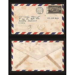 B)1958 CARIBBEAN, BUILDING, ARCHITECTURE, AIRPLANE, CIRCULATED COVER VEDADO HA