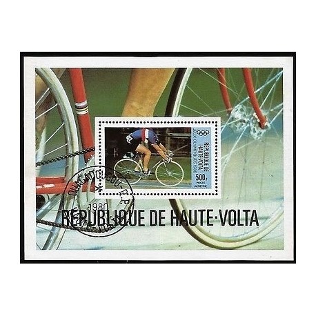 G)1980 UPPER VOLTA REPUBLIC, OLYMPIC GAMES MOSCOW, BICYCLE WHEELS-CYCLING, AIRMA