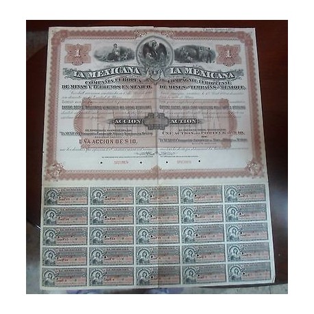 O) 1888 MEXICO, REVENUE- STOCK AND BONDS, COMPAGNIE EUROPEENNE OF MINES ET TERRA