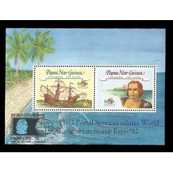 E)1992 PAPUA NEW GUINEA, DISCOVERY OF AMERICA, 500TH ANNIV., A180