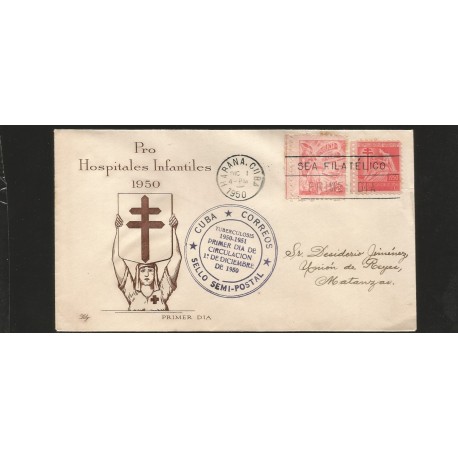 E)1950 CARIBBEAN, PRO CHILDREN'S HOSPITAL, LIBERTY CARRYING FLAG AND CIGAR, RA10 PT7, 421 A146, SEMI POSTAL STAMP, FDC