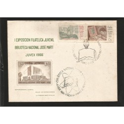 E)1966 CARIBBEAN, NATIONAL LIBRARY "JOSE MARTI", JUVEX, STAMP DAY, FDC