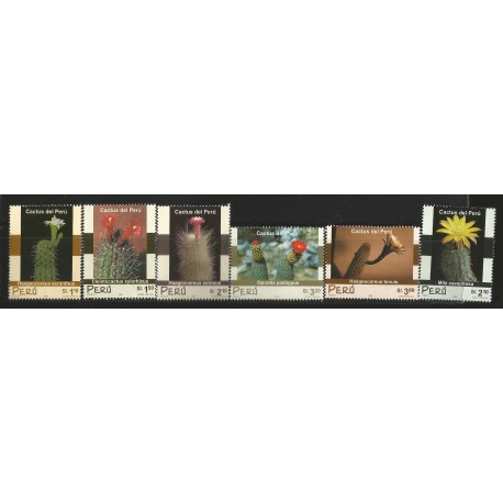 B)2001 PERU, FAUNA, FLOWERS, CACTIS, SET OF 6, SC 291-1296 A603, SOUVENIR SHEETS, MNH 