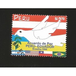 B)1998 PERU, PEACE, FLAGS, BRASILIA 98`, PERU-ECUADOR PEACE TREATY, SC 1202 A541, MNH