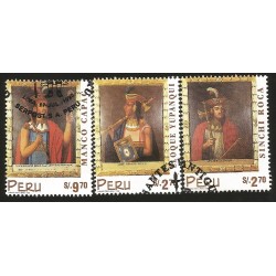 B)1998 PERU, INDIANS, CULTURE, INCA RULERS, LLOQUE YUPANQUI, SINCHI ROCA, MANCO CAPAC, SC 1187-1189 A528, S/S, MNH