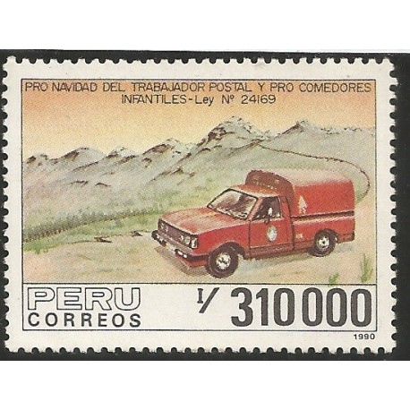 B)1990 PERU, VAN, SOUP KITCHENS, POSTAL WORKERS’ CHRISTMAS, SC 1003 A425, S/S, MNH