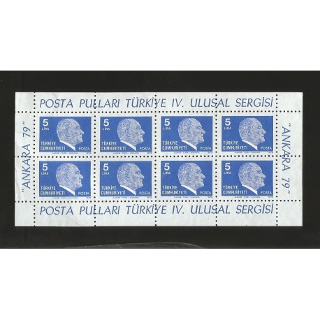 E)1972 TURKEY, KEMAL ATATURK, SOUVENIR SHEET OF 8, MNH