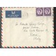 E)1965 GREAT BRITAIN, QUEEN ELIZABETH II, STRIP OF 2, AIR MAIL, CIRCULATED COVER TO ITALY, XF 