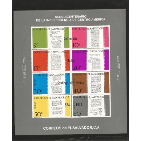 E)1971 EL SALVADOR, DECLARATION OF INDEPENDENCE, SESQUINCENTENNIAL OF AMERICA CENTER, LETTERS