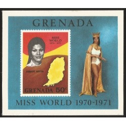 G)1971 GRENADA, JENNIFER HOSTEN AND MAP OF GRENADA, MISS WORLD, MNH SCT 4089