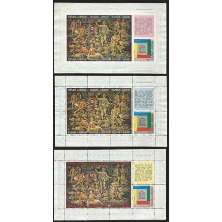 B)1966 BURUNDI, ALLEGORY OF PROSPERITY AND EQUALITY TAPESTRY BY PETER COLFS, 20TH ANNIV. OF UNESCO. E, SHEETS OF 6, MNH