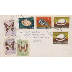 B)1969 PAPUA NEW GUINEA, FAUNA, ANIMALS, SNAILS, BUTTERFLY, CIRCULATED COVER FROM PAPUA NEW GUINEA TO BRAZIL, XF