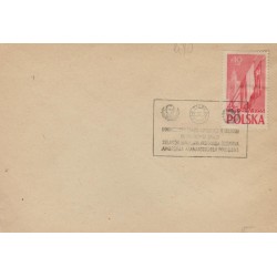 B)1955 POLAND, FLAGS, PALACE OF CULTURE AND FLAGS OF POLAND AND USSR, 676 A262, XF 