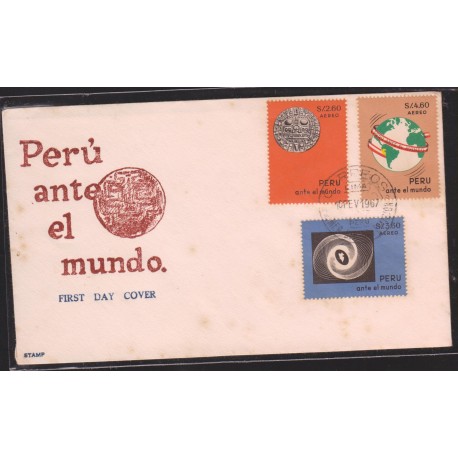 O) 1967 PERU, PERU BEFORE THE WORLD,MAP, FDC XF