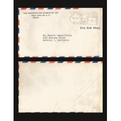 B)1960 USA, METROPOLITAN MUSEUM OF ART, BLACK SEAL CANC, CIRCULATED COVER FROM NUEVA YORK TO BERKELEY CALIFORNIA, AIRMAIL,XF
