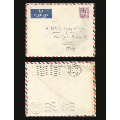B)1965 ITALY, QUEEN, ROYAL, CIRCULATED COVER FROM ITALY, INTERNAL USED, AIRMAIL, XF