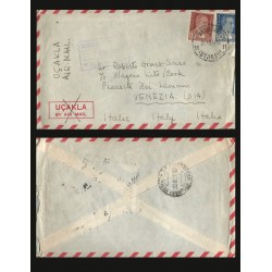 B)1931 TURKEY, MUSTAFA KEMAL PASHA (KEMAL ATATURK), SC 738 A77, CIRCULATED COVER FROM TURKEY TO ITALY, AIRMAIL, XF