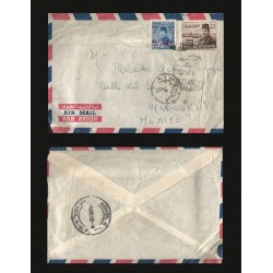 B)1944 EGYPT, KING FAROUK , PAIR OF 2, CIRCULATED CIVER FROM EGYPT TO MEXICO, SC 251 A77, AIRMAIL, XF 