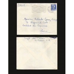 B)1958 FRANCE, MARIANNE, 20 FR, ULTRA, 755 A252, CIRCULATED COVER FROM FRANCE, INTERNAL USED, XF