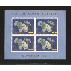 O) 1961 GHANA, VISIT OF QUEEN ELIZABETH, TREE - PALM, SOUVENIR MNH