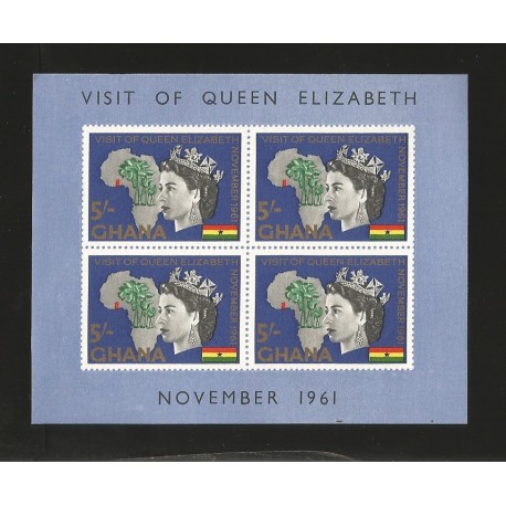 O) 1961 GHANA, VISIT OF QUEEN ELIZABETH, TREE - PALM, SOUVENIR MNH
