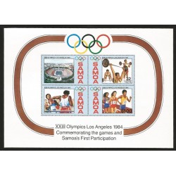 B)1984 SAMOA, ANGELES COLISEUM, BOXING, RUNNIG, SUMMER OLYMPICS AND SAMOA´S FIRTS OLYMPIC PARTICIPATION, BLOCK OF 4, MNH