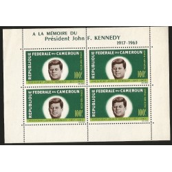 B)1964 CAMEROUN, PRESIDENT. JOHN F. KENNEDY, SOUVENIR SHEET OF 4, IMPERF, SC C52 AP27, MNH