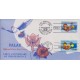 B)1995 PALAU, FAUNA, ANIMALS, ORCHID, MARINE LIFE, BIRDS, INDEPENDENCE, 1ST ANNIV. PAIR OF 2, FDC