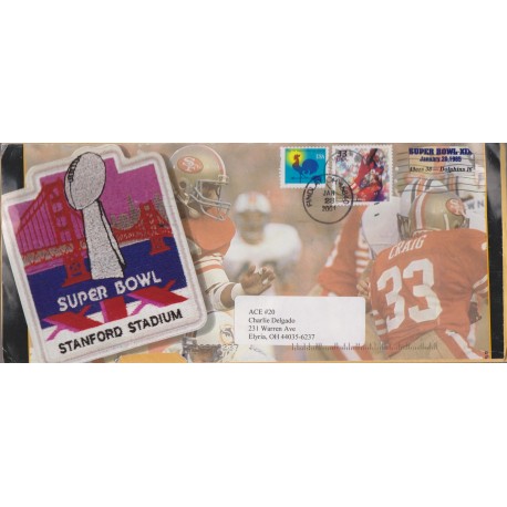 B)2001 USA, SPORT, GAMES, SUPER BOLW, STANDFORD STADIUM, FOOTBALL PLAYER, CIRCULATED COVER FROM ELYRIA, OHIO, XF