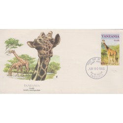 B)1980 TANZANIA, ANIMAL, FAUNA, NATURE, GIRAFFE, SC 320 A52, FDC
