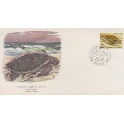 B)1984 PAPUA NEW GUINEA, ANIMALS, FAUNA MARINE, CHELONIA MYDAS, TURTLE, SC 593 A135, FDC