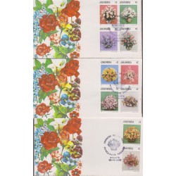 B)1982 COLOMBIA, FLOWERS, ROSES, FLOWERS IN VASE, FLORAL BOUQUET, SCADTA, 3COVERS, FDC
