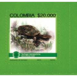 O)2015 COLOMBIA, TURTLE CARRANCHINA, ENDEMIC BIODIVERSITY ENDANGERED, STICKERS-A