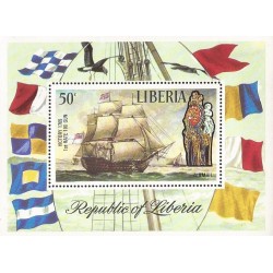 B)1972 LIBERIA, FLAGS, BOAT, SEA, LORD NELSON´S FLAGSHIP VICTORY, AND HER FIGUREHEAD, VICTORY 1765, SC C194 A222 