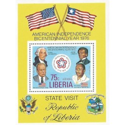 B)1976 LIBERIA, VISIT, PRESIDENT, FLAGS, AMERICAN BICENTENNIAL AND VISIT OF PRES. WILLIAM R. TOLBERT, JR. TO THE US, MNH