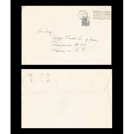 B)1972 MEXICO, ARCHITECTURE, COLONIAL, CATHEDRAL OF PUEBLA 1950, AIRMAIL, CIRCULATED COVER FROM MEXICO, XF