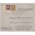 O) 1910 CHILE,COAT-12 CENTAVOS OVERPRINT-PEDRO DE VALDIVIA,3 CENTAVOS WITH IMPRINT BROWN-TO VERSAILLES-FRANCE, XF