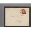 O) 1904 CHILE, 5 CENTAVOS RED-COAT OF ARMS, FROM PARRAL TO SANTIAGO ON A MOURNING LETTER, XF