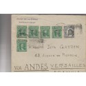 O) 1918 CHILE, 1 CENTAVO CHRISTOPHER COLUMBUS-COLON, 10 CENTAVOS, MULTIPLE CIRCULATED, TO VERSAILLES-FRANCE, XF