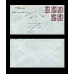 B)1961 ITALY, PAINTING, SISTINE CHAPEL BY MICHELANGELO, BLOCK OF 5, AIRMAIL, CIRCULATED COVER FROM ITALY TO USA, XF