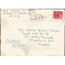 B)1964 USA, AIRPLANE, CAPITOL, BUILDING, CIRCULATED COVER FROM USA O MEXICO, XF
