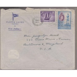 O) 1955 MALAYSIA-SINGAPORE, QUEEN ELIZABETH II - 10 CENTS LILAC, 1 PESO BLUE, STAMFORD RAFFLES, COVER TO USA, F.