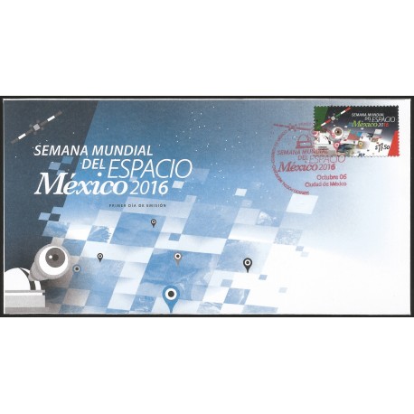 G)2016 MEXICO, SATELLITE-LOCATION-EARTH-TELESCOPE FDC, UNUSED