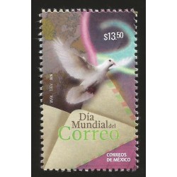 J)2016 MEXICO, DOVE-WORLD MAP-AIRMAIL COVER, WORLD MAIL DAY, MNH
