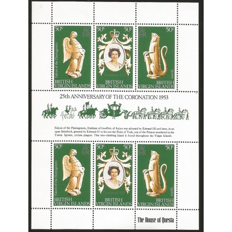 B)1978 BRITISH VIRGIN ISLANDS, 25TH ANNIVERSARY OF THE CORONATION OF HER MAJESTY, QUEEN ELIZABETH II, IGUANA SHEETS OF 6, MNH