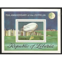 G)1978 LIBERIA. ZEPPELIN-FULL MOON, FUTURISTIC GOODYEAR AEROSPACE AIRSHIP AIRMAIL S/S, MNH SCT C129
