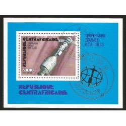 G)1976 CENTRAL AFRICAN REPUBLIC, APOLLO-SOYUZ AFTER LINK-UP, RUSSO-AMERICAN COOPERATION AIRMAIL S/S, CTO