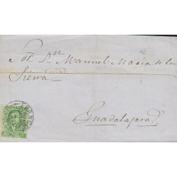 B)1856 MEXICO, MORELIA, 2 REALES, BLUE GREEN, CIRCULATED COVER FROM MEXICO TO GUADALAJARA, XF