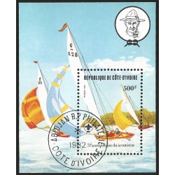 G)1982 IVORY COAST, SAIL BOATS, SCOUTS SAILING, SCOUTING YEAR S/S, CTO